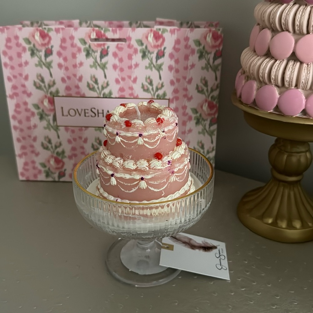 NEW Jessica Simpson 3D Cake Candle in Champagne Glass Viral Coquette Shabby chic